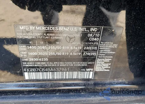 2011 Mercedes-Benz Ml 550 4Matic z USA, uszkodzony, nr VIN 4JGBB7CB4BA637961